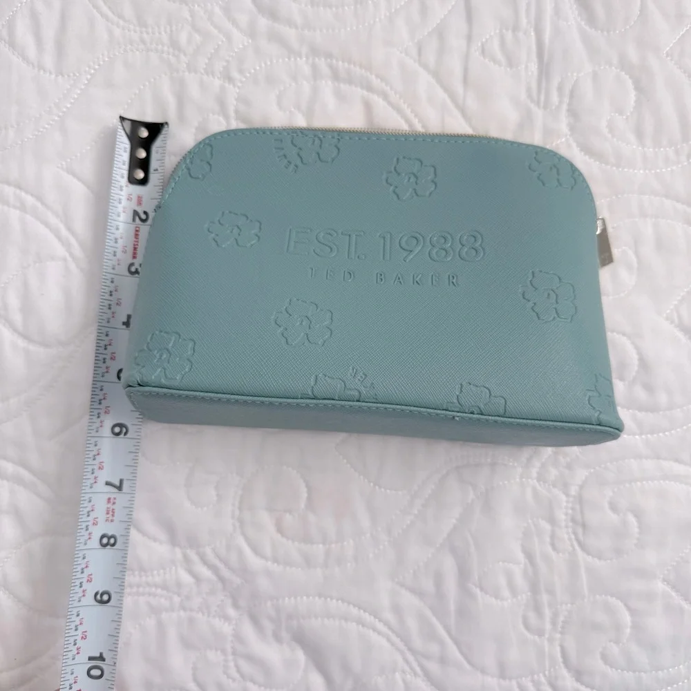 Ted Baker LIZIEY Floral Debossed‎ Saffiano Makeup Cosmetic Bag Teal New No Tags